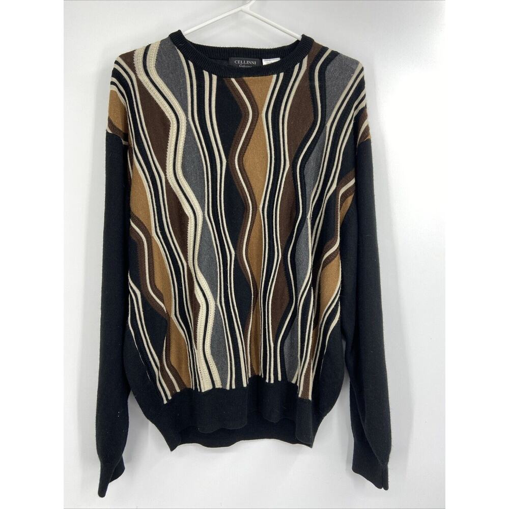 Cellinni Collezione Coogie Style 3D Knit Mens Pullover Sweater Size‎ XXL Wool